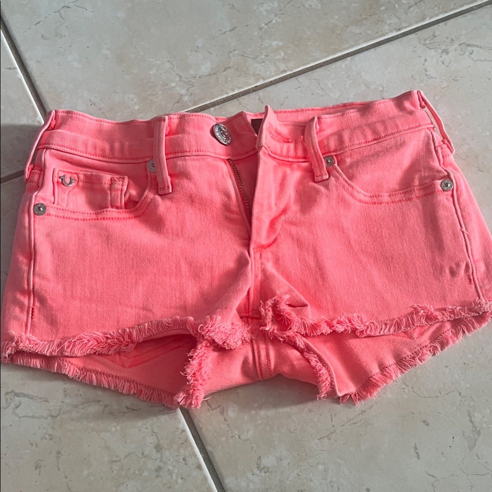 True Religion Neon Pink Jean Shorts